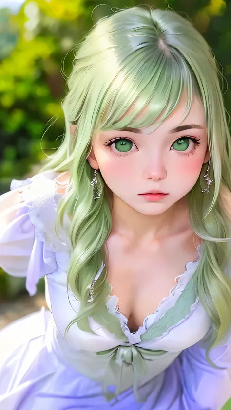 Cute 18 year old woman in Europe、Fuka Koshiba、(((adult charm)))、(((attractive light green eyes)))、natural look、Attractive silver hair、beautiful eyes、(((perfect beauty)))、Silky ash blonde、slender body、attractive breasts、smooth lips、thin eyebrows、straight ha...