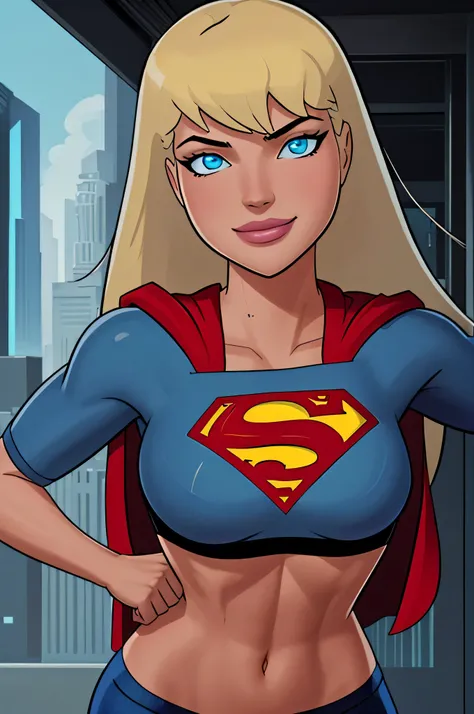 (((hero pose))), (((uma super garota loira))), (((uma supergirl feminina ultradetalhada e sexy))),, Sozinho, na frente do fundo do universo DC, olhos detalhados, Olhos realistas, olhos altamente detalhados, hyper olhos detalhados, Long eyelashes, grande me...