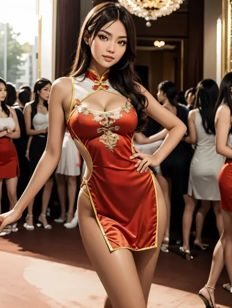 china dress, chinese clothes, dresasterpiece, best quality, highres:1.2), (photorealistic:1.2), (intricate and beautiful:1.2), (...