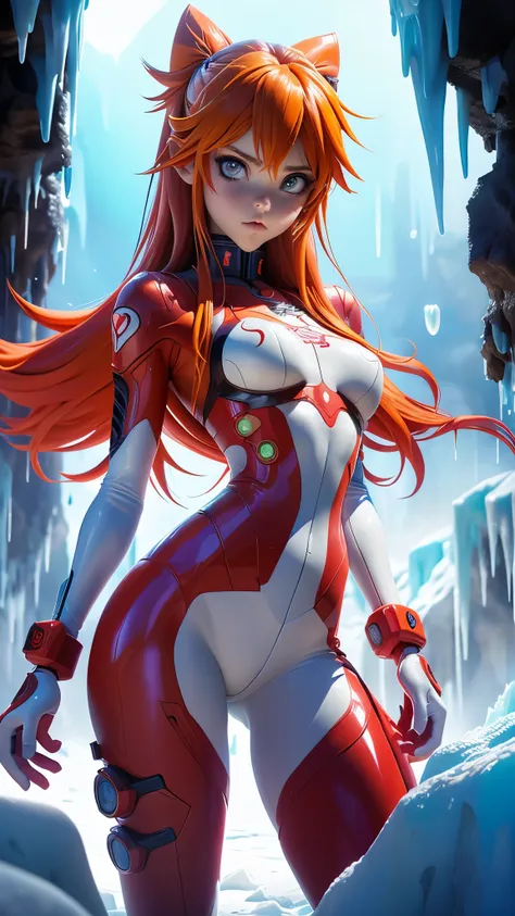 vista trasera, vista trasera,((La mejor calidad, better resolution, Retrato premiado, Arte Oficial)), ((Obra maestra perfecta)), ((realista)) and ultra detailed photography of a cyberpunk nerd girl souryuu asuka langley with gothic and post apocalyptic col...