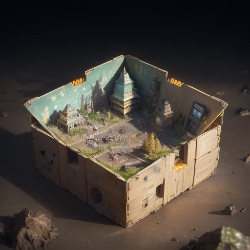 6598年Mars realistic model, (split ends, original photo, best quality, masterpiece:1.4),Steampunk Cyberpunk 6820 City,(CyberpunkMars light:1.3), Mars (related to land),(in a small nature box:1.3),Isometric, small nature, landscape on foundation,landscape,