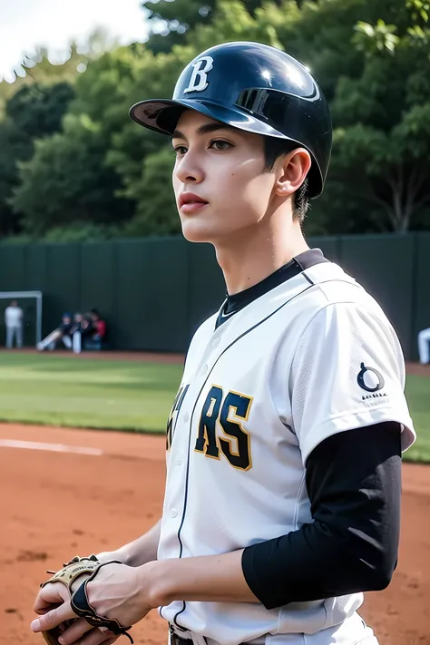 Realistic photography, handsome man ,baseball player