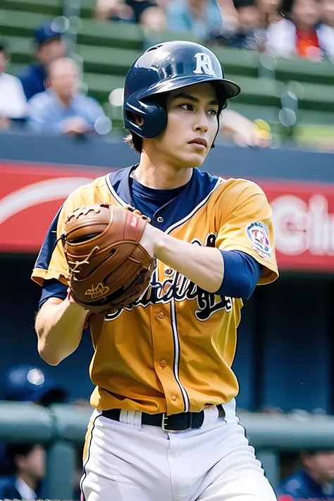 realistic photography, handsome man ,baseball player