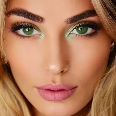 Uma linda moca de 29 anos com um rosto realista, olhos verdes lindos 