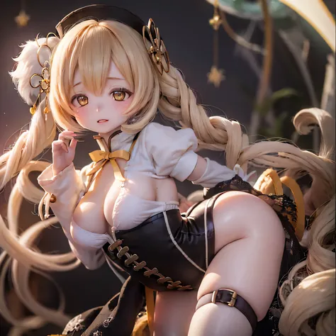 (highest quality,super detailed,masterpiece:1.2),expressive eyes,perfect face,Beautiful Mami Tomoe,sophisticated pose,pink long hair,golden eyes,soft pink lips,Magical girl costume with attention to detail,dark background,shine ,anime style,soft lighting,B...