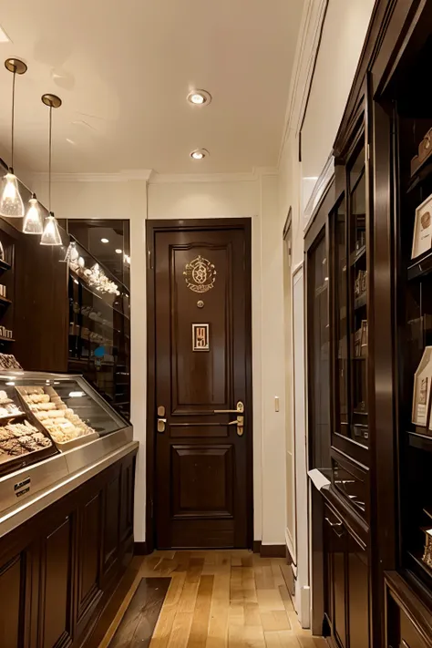 image of a chocolate store in paris, france, viewed from the inside