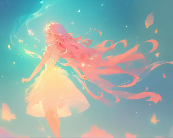 beautiful girl in puffy white tutu dress, vibrant pastel colors, (colorful), magical lights, long flowing pink hair, inspired by Glen Keane, inspired by Lois van Baarle, disney art style, by Lois van Baarle, glowing aura around her, by Glen Keane, jen bart...