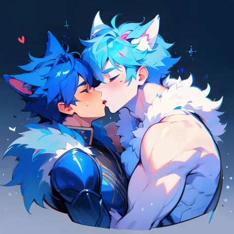 Buff furry male kiss human boy