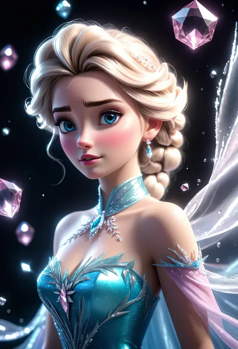 (elsa frozen-rose quartz SU mezclando modelos .) (ultra FUSION) Highly detailed CG unity 8k wallpaper, style shot, complex, high detail, dramatic, highest quality movie still image, very detailed, masterpiece, best quality, character design, Elsa, Elsa fro...