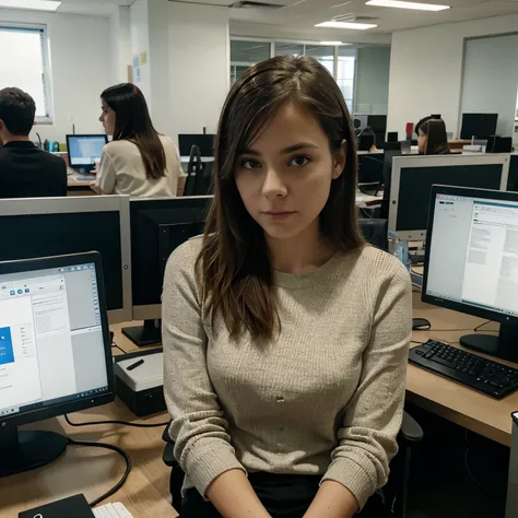 [INT. OFFICE - DAY]

[Emma sits at her desk, surrounded by coworkers chatting and typing away on their computers. She stares at her screen, feeling disconnected from the bustling activity around her.]