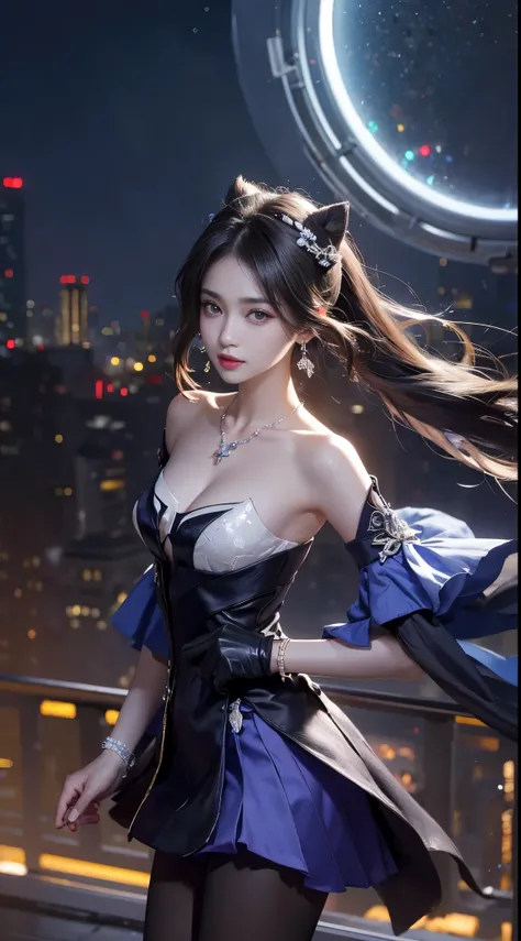 keqingdef,keqingopulent,keqingrnd, ((whole body)), ((from below)), ((gufeng,bare shoulders)), clear face, pretty face, 8k, masterpiece, original photo, best quality, detail:1.2,lifelike, detail, Very detailed, CG, unity, wallpaper, depth of field, movie li...