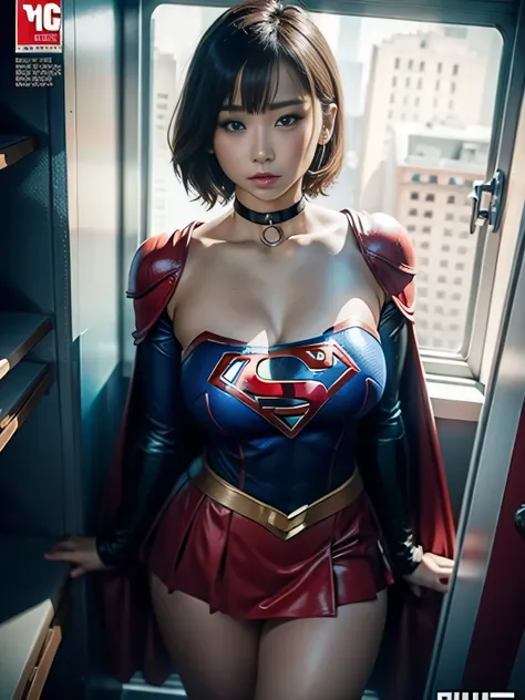 masterpiece、supergirl costume、short hair、barefoot、big and full breasts、crisis situation、human experimentation、test subject、resea...