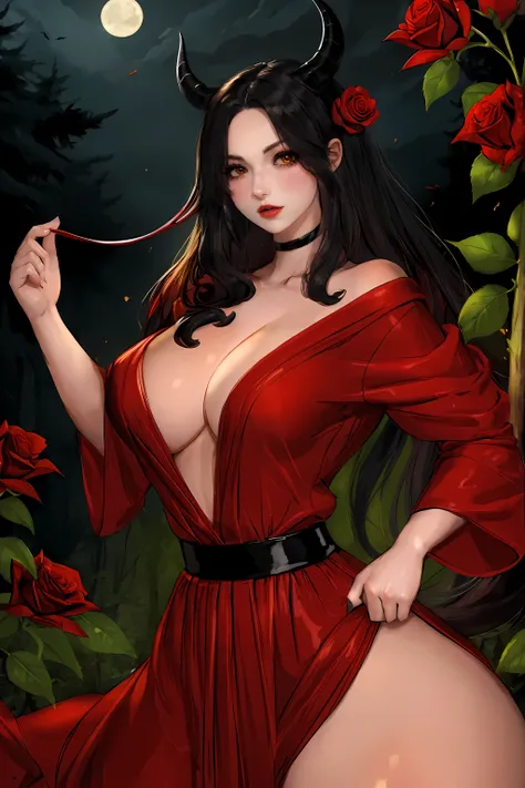 s0fth0rns,(8k,high resolution,masterpiece:1.2),actual,photo-actual:1.37,Demon girl with s0fth0rns,red corner,Beautiful and delicate eyes,Beautiful and delicate lips,Extremely detailed eyes and face,long eyelashes,Sexy long black hair,fiery red eyes,Wearing...