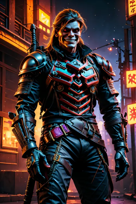 Extremely detailed, vivid colors, brutal barbarian warrior, whole body is shown, carrying long shafted spear, angry and scary face, staring directly at the viewer with a mad smile. Fire in the background. Leather armor with steel applications. Perfect ligh...