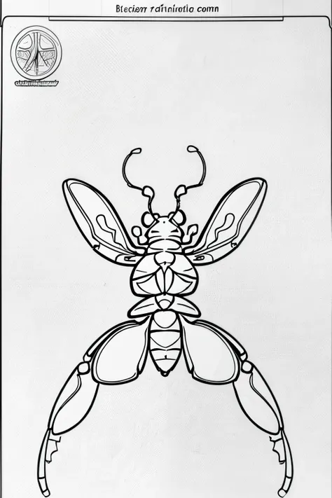 b/w outline art for kids coloring book page insects-themed, coloring pages, intricate design, full white, kids style, white background, whole body, Sketch style, full body (((((white background))))), only use outline., cartoon style, line art, coloring boo...