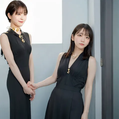 Alphafie woman in black and white dress and gold necklace, Yoshitomo Nara, Lee Ji Eun, Lee Ji Eun, Hwang Se-ha, Choi Hong Hwa, Park from to, kimi takemura, Shin Min-jung, Black-haired Sui Ishida, she has black hair with bangs