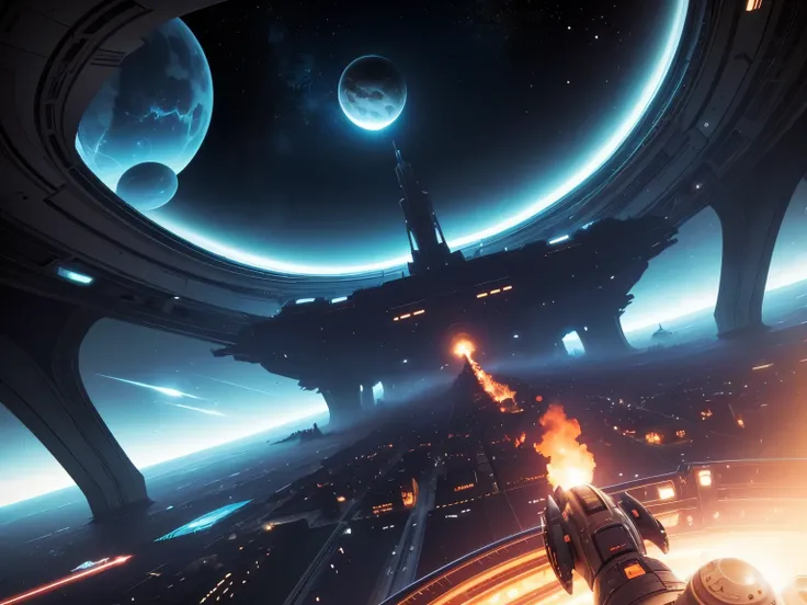 there are a lot of people in a spaceship looking at a planet, a screenshot by Scott M. Fischer, cg society contest winner, happening, photo of a dyson sphere, dyson sphere in space, looking at spaceships at dock, dyson sphere program, video game screenshot...