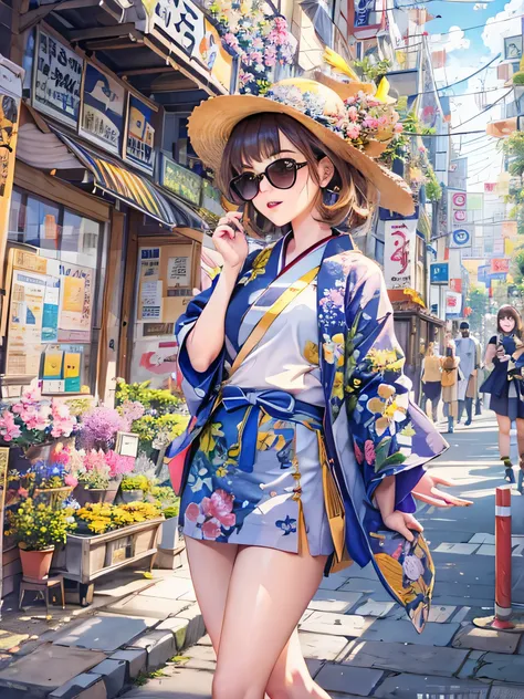 8K quality, watercolor painting, stylish design, (((The strongest beautiful girl of all time))), (((Japanese)))、Idol、AKB48、Stylish sunglasses, Fashionable hats, (((highest quality))), bob hair, HDR, ((Detailed details)), stylish fashion, detailed clothing ...