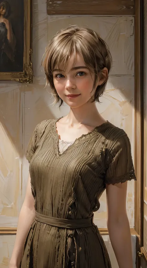 102
(a 20 yo woman,is standing), (A hyper-realistic), (high-level image quality), ((beautiful hairstyle 46)), ((short-hair:1.46)), (Gentle smile), (Keep your mouth shut), (trompe loeil), ((trickart))