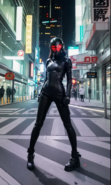 Fantasy cyberpunk world，1 Mechanical Miracle，defend world order；Samurai Mechanical Armor，Equip transparent weapons，Streamlined black and red design，Wearing a black cloak，A big portion for 1 person，Art of the highest quality，8K ultra-high resolution，Dynamic...