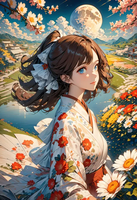 (masterpiece),(best quality), illustration, (fantasy:1.4), long brown hair, long eyelashes, solid round eyes, faint smile, surre...