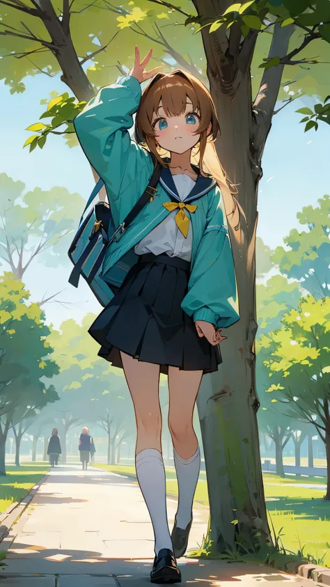 Cute anime characters、girls、公園で笑顔が可愛いgirls