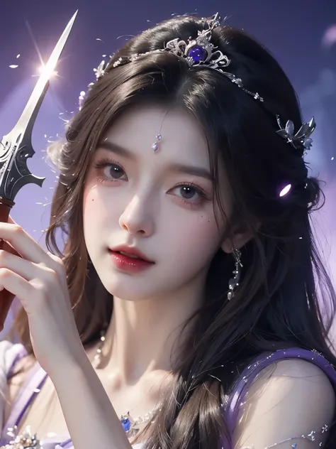 a close up of a woman in a purple dress with a sword, a beautiful fantasy empress, ((a beautiful fantasy empress)), beautiful fantasy maiden, 2. 5 d cgi anime fantasy artwork, beautiful alluring anime woman, fantasy woman, beautiful fantasy art, full body ...