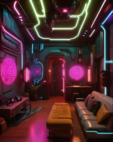 (a cyberpunk interior design ), quantum beacon, a beacon that guides travelers through labyrinthine paths of alternate dimension...