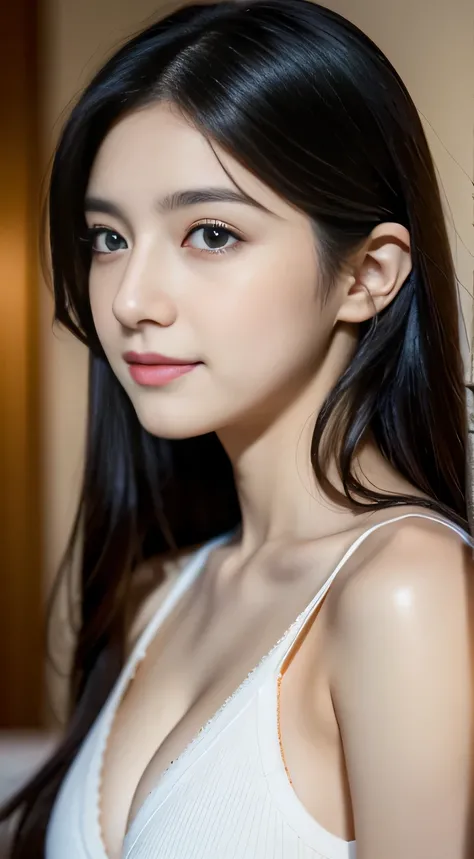 (((32ｋ,high details,high detail、masterpiece,attention to detail,Full body Esbian,alone))),RAW photo & realistic atmosphere,beautiful dark blue eyes,detailed mouth,glossy lips,thin eyebrows,fine eyes、Soft white skin that shines in every detail、her deep blue...