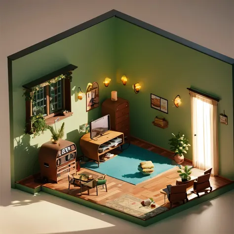 (masterpiece, best quality:1.2), Isometric indoor scene
