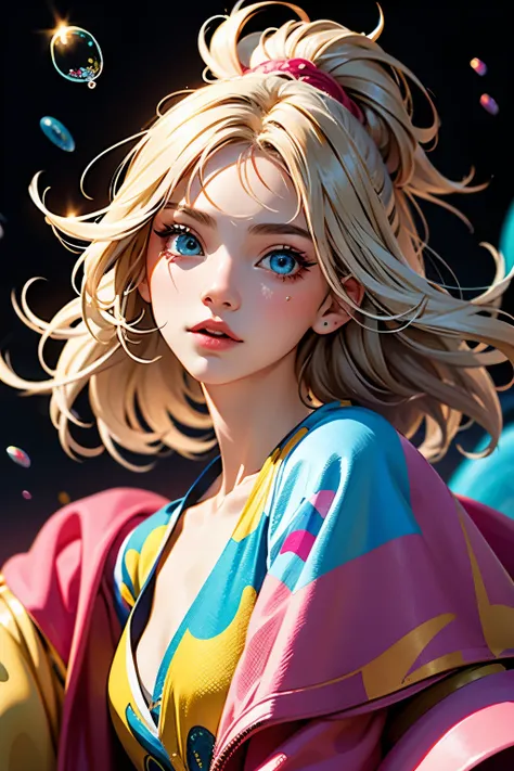 (masterpiece), (best quality), (ultra detailed),(messy hair),(illustration), (1boy,1girl), avatar, macro lens, (Fashionable clothing), standing,Fashion model, looking at viewer, ( interview), (simple background), beautiful detailed eyes, exquisite beauty, ...