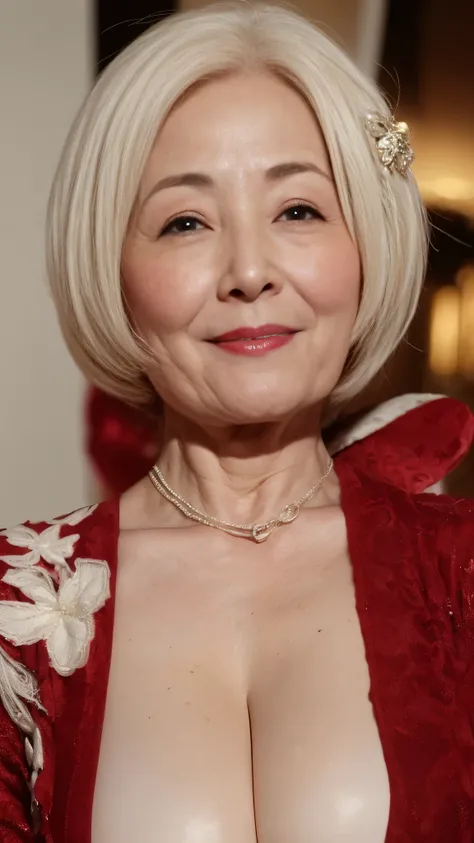 (close up of face), ((Super high quality)):1.5, ((alone)):1.5((remove background)), ((Super beautiful)), ((mature woman)):1.3, ((Focused)), (in the spotlight), (((後期senior citizen))):1.3, adult videos, obscene, Vulgarity, describe the lips correctly, red l...