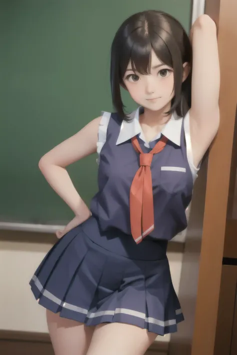 A school girl,sleeveless middy uniform