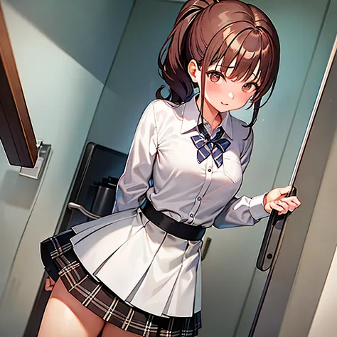 In the quiet intimacy of a secluded bathroom, a young girl is caught in an unexpected moment, her focus entirely on the task at hand. The image, a masterpiece of ultra high-resolution illustration, captures every intricate detail with unparalleled clarity ...