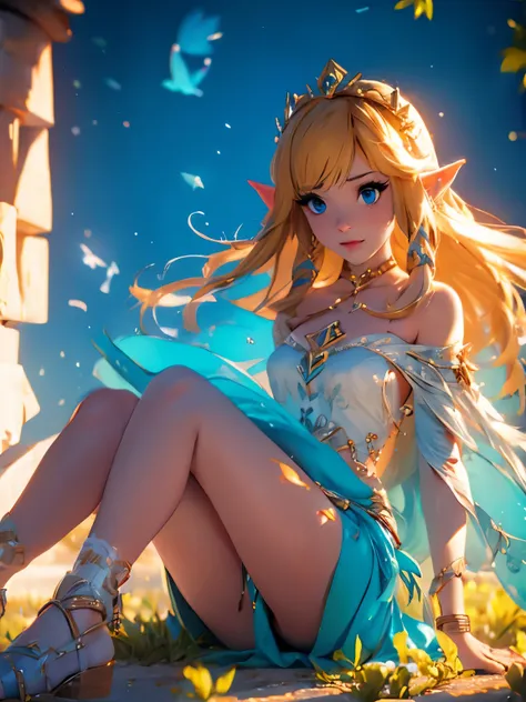 zelda, the legend of zelda, realista, melhor qualidade, ultra-high resolution, cameltoe, dress, feet, pantsu, pointy ears, skirt...