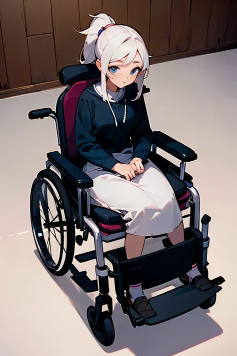 Cute girl, disabled, sitting in a wheelchair 