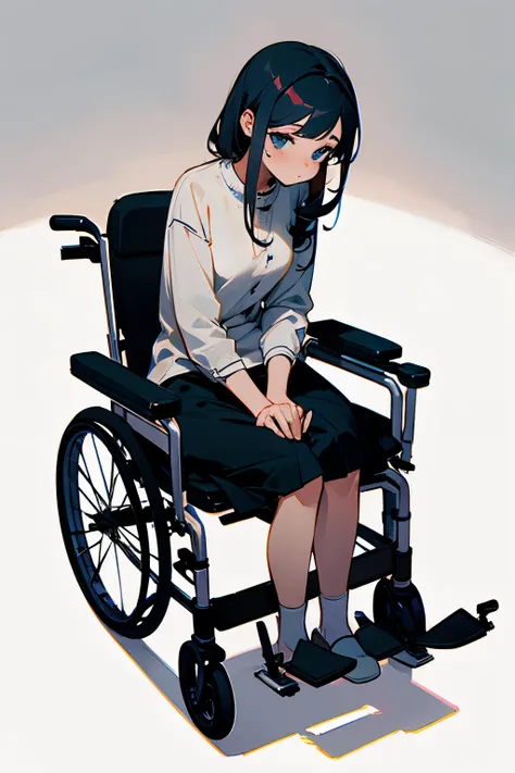 Cute girl, disabled, sitting in a wheelchair 