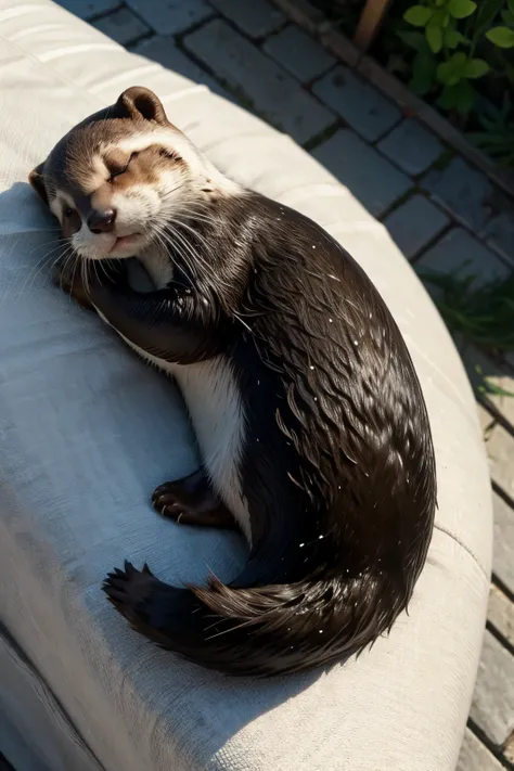 cute sleeping otter