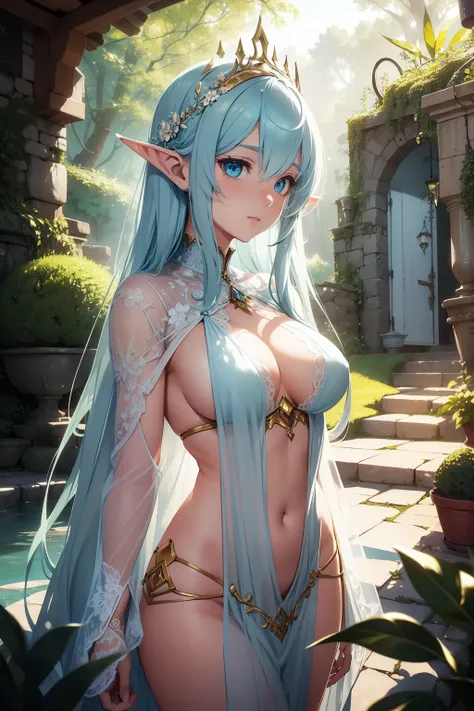 In the enchanting world of Ghibli Studio, a light elf is captured in an exquisitely detailed image, bathed in soft, dappled light at a random angle. His delicate features are accentuated by the high level of hyperdetalization, showcasing the elegant and ae...