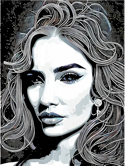 （best quality，4k，masterpiece：1.2），super detailed，create a three-dimensional pixelated portrait in white，立体pixel art，pixel art，in...