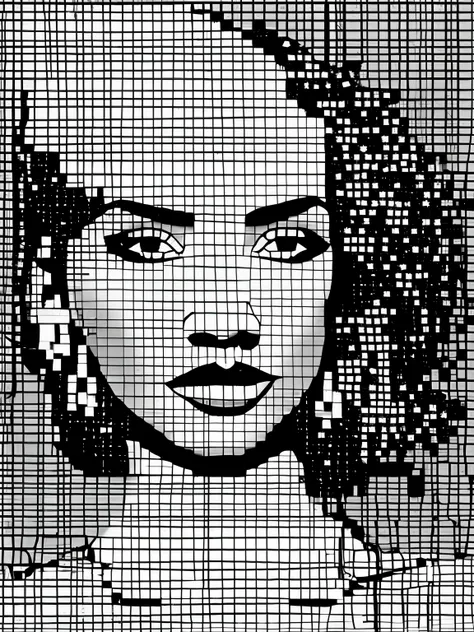 （best quality，4k，masterpiece：1.2），super detailed，create a three-dimensional pixelated portrait in white，pixel art，in style of hi...