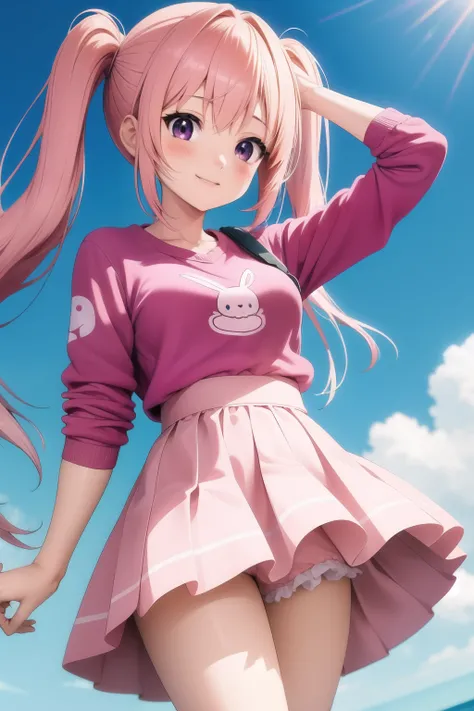 Anime girl  with pink tight skirt