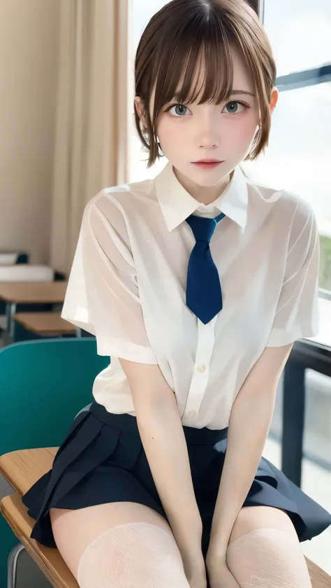 (table top, highest quality:1.2), 8k, 15 years old, 85mm, official art, raw photo, absurd, white dress shirt, cute face, close, ...