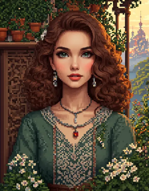 in style of pixel art, portrait, beautiful detailed