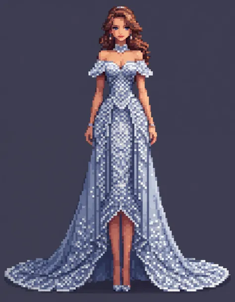 in style of Pixel art, a dress, full body, beautiful detailed