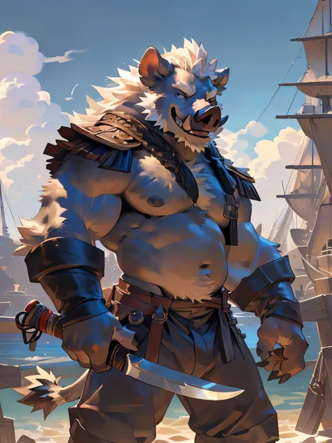 (detailed background:1.2),(sky,cloud,ship,flyingcraft,pirate,sailor costume),(rewarding, masterpiece ,best quality ,high quality, shaded, 8K),(kemono,furry,anthro),(by darkgem, by sindenbock, by taran fiddler, by burnbuckie, by nezumi, by sindoll),(anthro ...