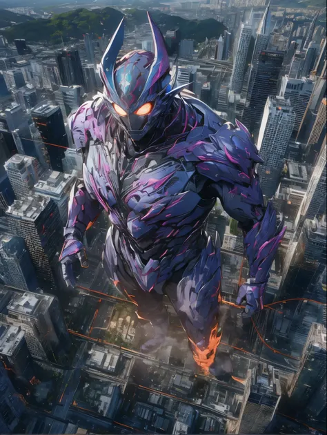 8k resolution, ((highest quality)), ((masterpiece)), ((super detailed)), monster, ウルトラマンのmonster, special effects, nice, urban a...