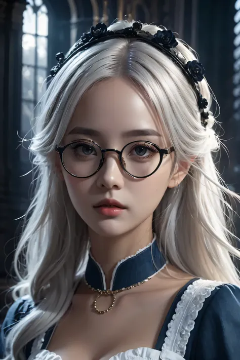 (in the darkness: 1.6),Surrealist female portrait, fantasy art, photorealism, dynamic lighting, art station, poster, Volumetric lighting, Very detailed faces, 4K, won,, 1 girl, in the darkness, deep shadow, low profile, Denim lens set: 1.4), long hair, whi...