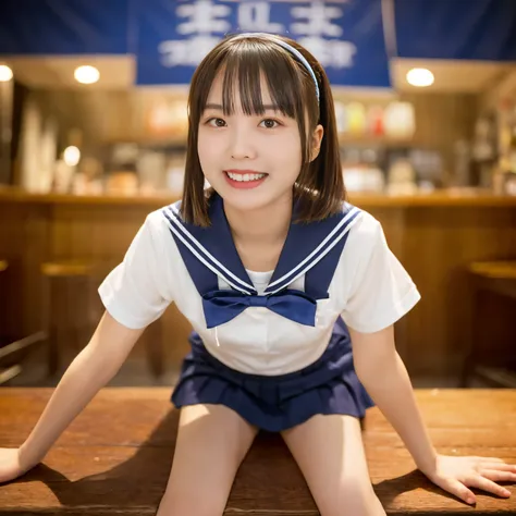 sailor suit、embarrassing、one beautiful woman、detailed face、fine hands、thin legs、(debris flies, highest quality:1.2), 8k, officia...