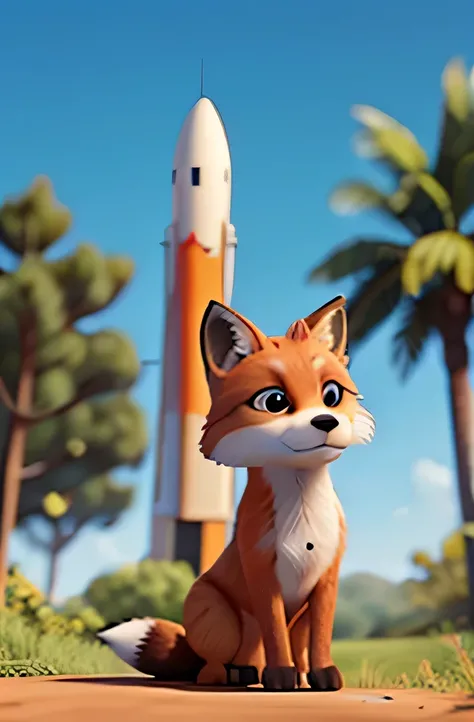 fox next to&#39;A rocket